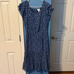 J. Crew Navy Dress with White Floral Accents
